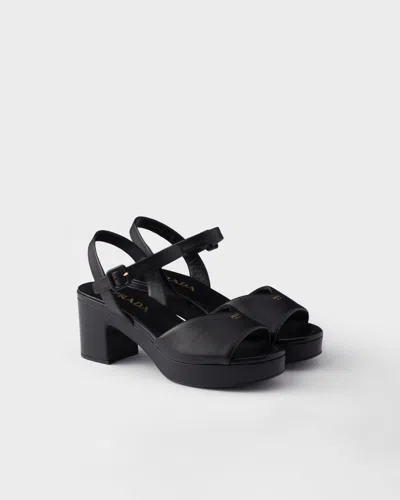 Prada Padded Nappa Leather Sandals In Black