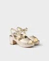 Prada Metallic Leather Platform Sandals In Multi