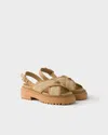 Prada Leather-raffia Crossover Platform Sandals 55
