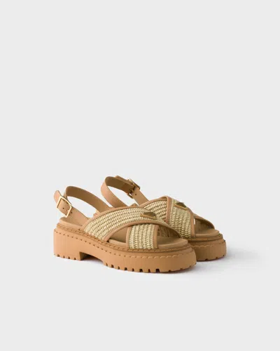 PRADA SANDALEN AUS HÄKELARBEIT UND LEDER