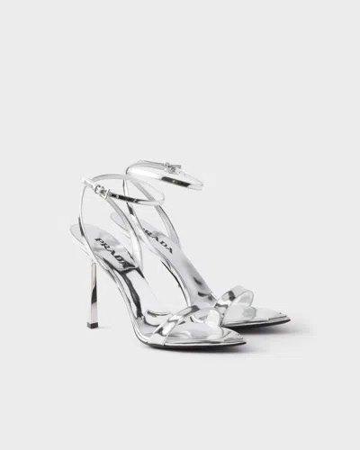 PRADA METALLIC LEATHER HIGH-HEELED SANDALS