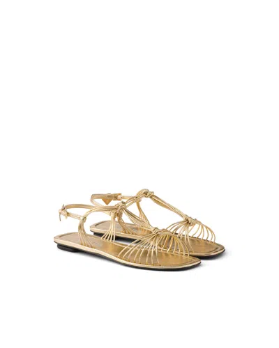 Prada Sandalen Aus Mordoré-nappaleder In Gold