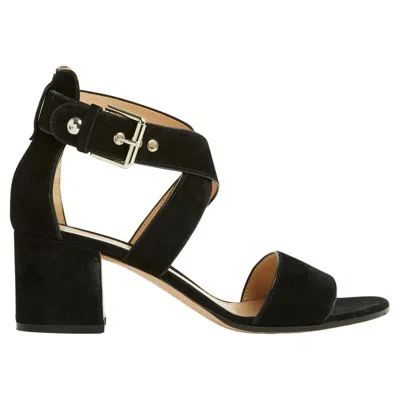 Pre-owned Prada Sandales Eu38.5 Suede Black Sandals Heels Us8