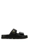 Prada Leather Double-grip Slide Sandals In Black