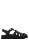 Prada Black Logo Sandals In Animal Print