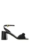 Prada Black Leather Sandals In Black