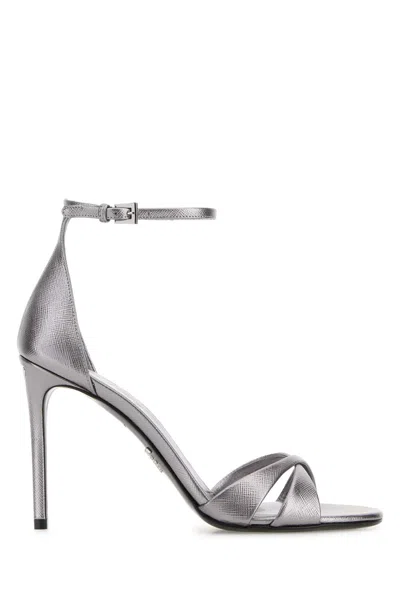 Prada Sandali Heel Sandal In Silver