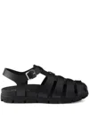 Prada Black Logo Sandals In Black