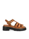 Prada Women Caramel Leather Sandals
