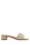 Prada 35mm Enamel-triangle Logo Sandals In Neutral