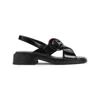 Prada Brown Leather Sandals In Black
