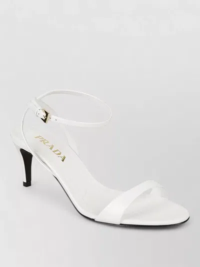 Prada Sandals Ankle Strap Open Toe Design In White