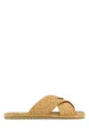 Prada Raffia Sandals In Beige O Tan