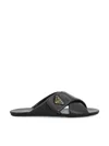 Prada Women Black Nappa Leather Slippers In Black