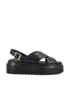 Prada Sandalen Aus Leder Mit Gekreuztem Band In Black