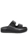 Prada Men Logo Plaque Leather Slides In Black