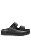 Prada Men Logo Plaque Leather Slides In Black