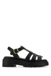 Prada Leather Cage Sandals In Black