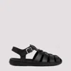 Prada Black Rubber Sandals With Tech Straps And Buckle Closure In Black