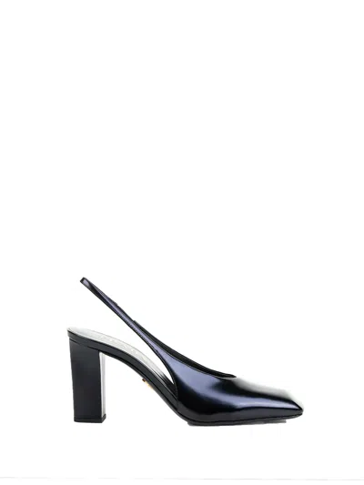 Prada Leather Slingback Pumps In Black