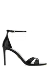Prada Leather Sandals Open Toe Ankle Strap In Black