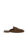 Prada Suede Slippers Shoes In Brown
