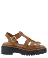 Prada Women Caramel Leather Sandals In Brown