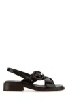 Prada Brown Leather Sandals In Brown