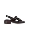 Prada Heel Buckle Glossy Open Toe Sandals In Pattern