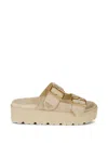 Prada Platform Sandals Open Toe Gold Tone Hardware In Brown