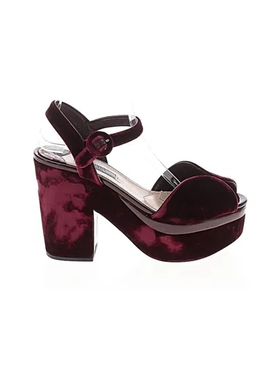 Pre-owned Prada Sandals In Burgundy