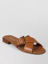 Prada Sandals Cross Strap Design Flat Sole Open Toe In Brown