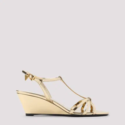 Prada Metallic Wedge Sandals Ankle Strap Open Toe In Multi