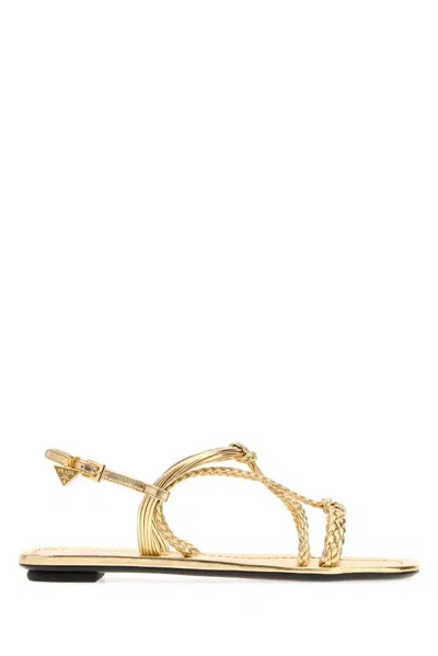 Prada Nappa Leather Sandals With Leather And Rubber Sole In Gold