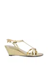 Prada Metallic Wedge Sandals Ankle Strap Open Toe In Multi