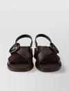 Prada Heel Buckle Glossy Open Toe Sandals In Gray