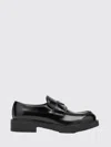 Prada Triangle Logo Brushed Leather Loafers In Black