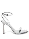 Prada Metallic Leather High-heeled Sandals In Silver