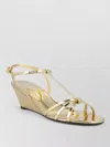 Prada Metallic Wedge Sandals Ankle Strap Open Toe In Neutral