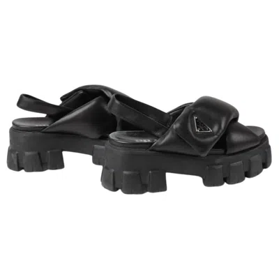 Pre-owned Prada Sandals Monolith Puff Black