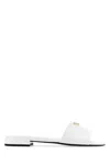 Prada Logo Plaque Open Toe Slides In White