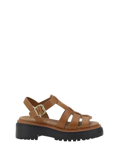 Prada Chunky Sole Strappy Sandals In Cuoio 1