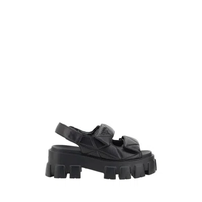 Prada Women Sandals With Lug Sole In Black