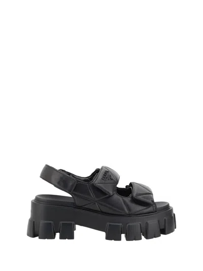 Prada Sandalen Mit Logo In Nero