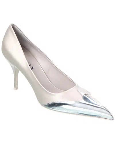 Prada Satin & Leather Pointy-toe Pump