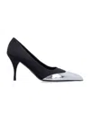 Prada Satin And Metallic Leather Pumps In Black