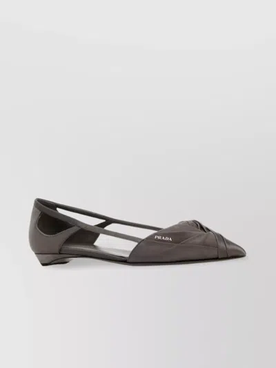 Prada Satin Ballerinas With Cut-out Design And Pointed Toe