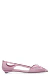 Prada Satin Ballerinas With Cut-out Design And Pointed Toe In Pink