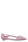 Prada Satin Ballerinas With Cut-out Design And Pointed Toe In Pink