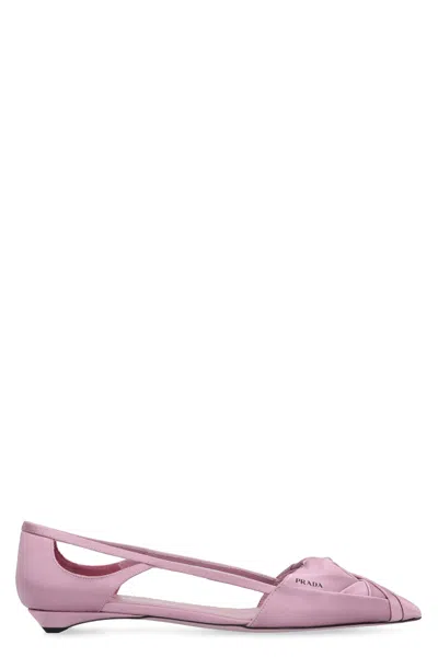 Prada Satin Ballet Flats In Purple